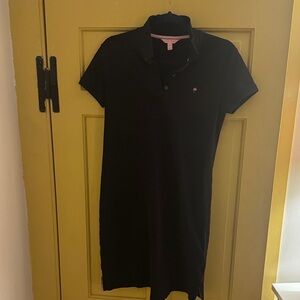 Lilly Pulitzer sz M  pink palm on Black Polo Dress